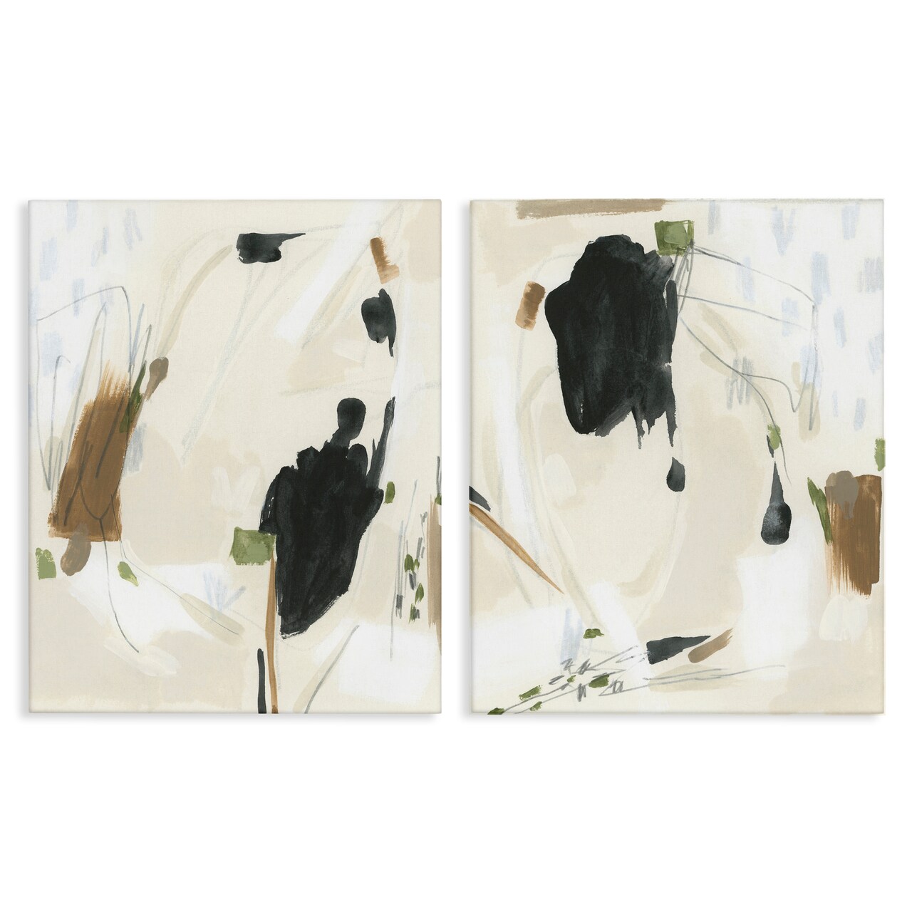 Stupell Industries Beige Olive Abstract Classic 2 pc Canvas Wall Art Set Design by June Erica Vess